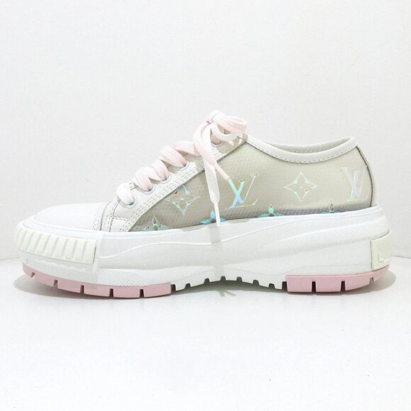 LOUIS VUITTON LV Squad Line Monogram Sneakers - White Light Pink 645-081825 - Picture 1 of 11
